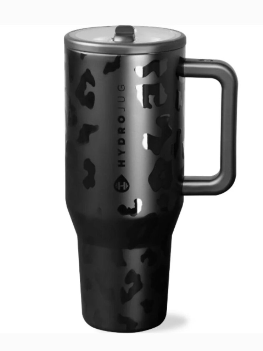 Hydro Jug Traveler 32 oz Black Leopard Print Water Bottle Tumbler Mug Handle NEW